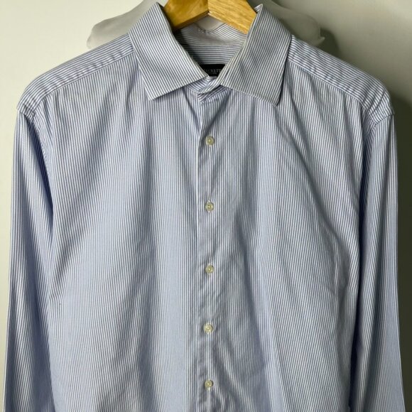 Hackett Men's Blue Striped Long Sleeve Button Down Shirt Size 17 - Picture 2 of 9